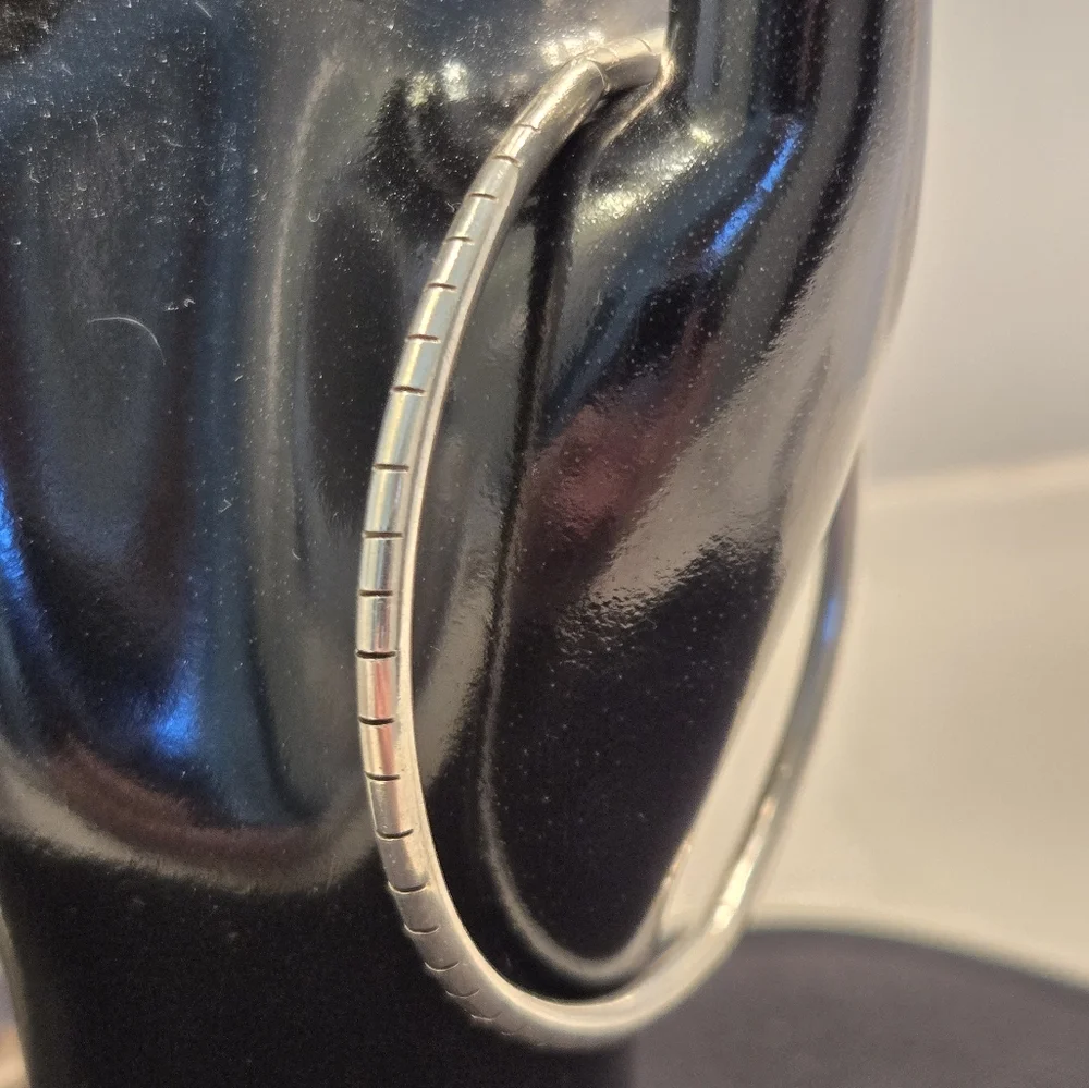 Genuine Sterling Silver Bangle Bracelet - Picture 6 of 9